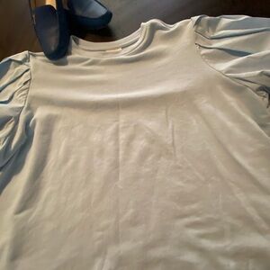 a.n.a Sky Blue Puffy Sleeve Casual Short Sleeve Top